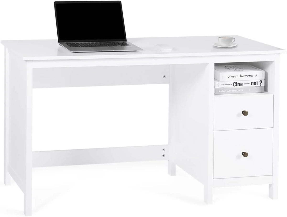 White Writing Desk with Drawers A17854