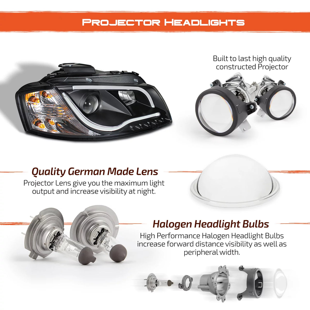 Black Projector Headlights Assembly G4183