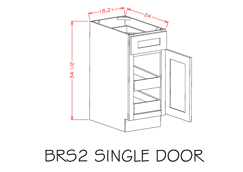 Grey 1 Door 1 Drawer Base Cabinet with 2 Rollout Shelves J58598