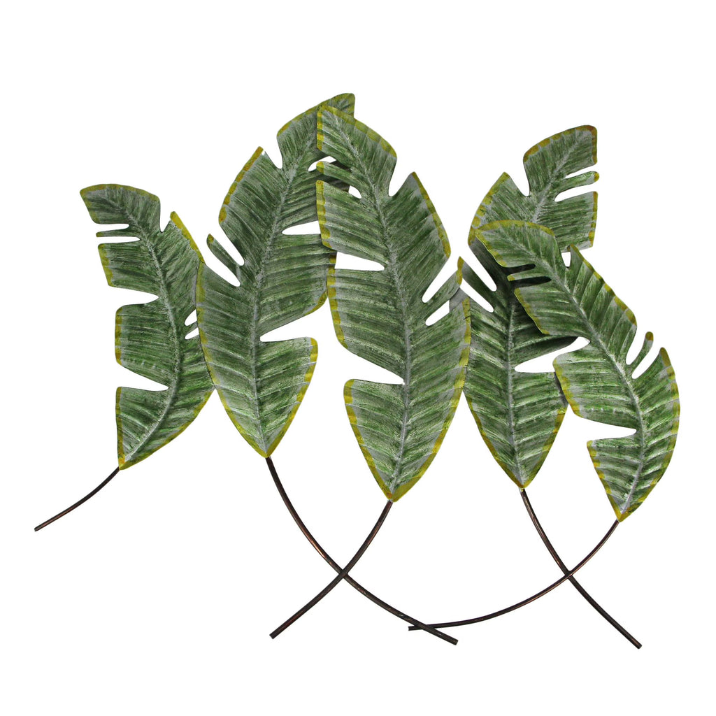 27 inch Metal Tropical Leaf Wall Hanging Plant Decor Art U601