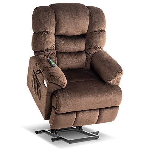 Triple Motor Power Lift Recliner Chair Sofa with Adjustable Headrest, Fabric (Brown) C47400