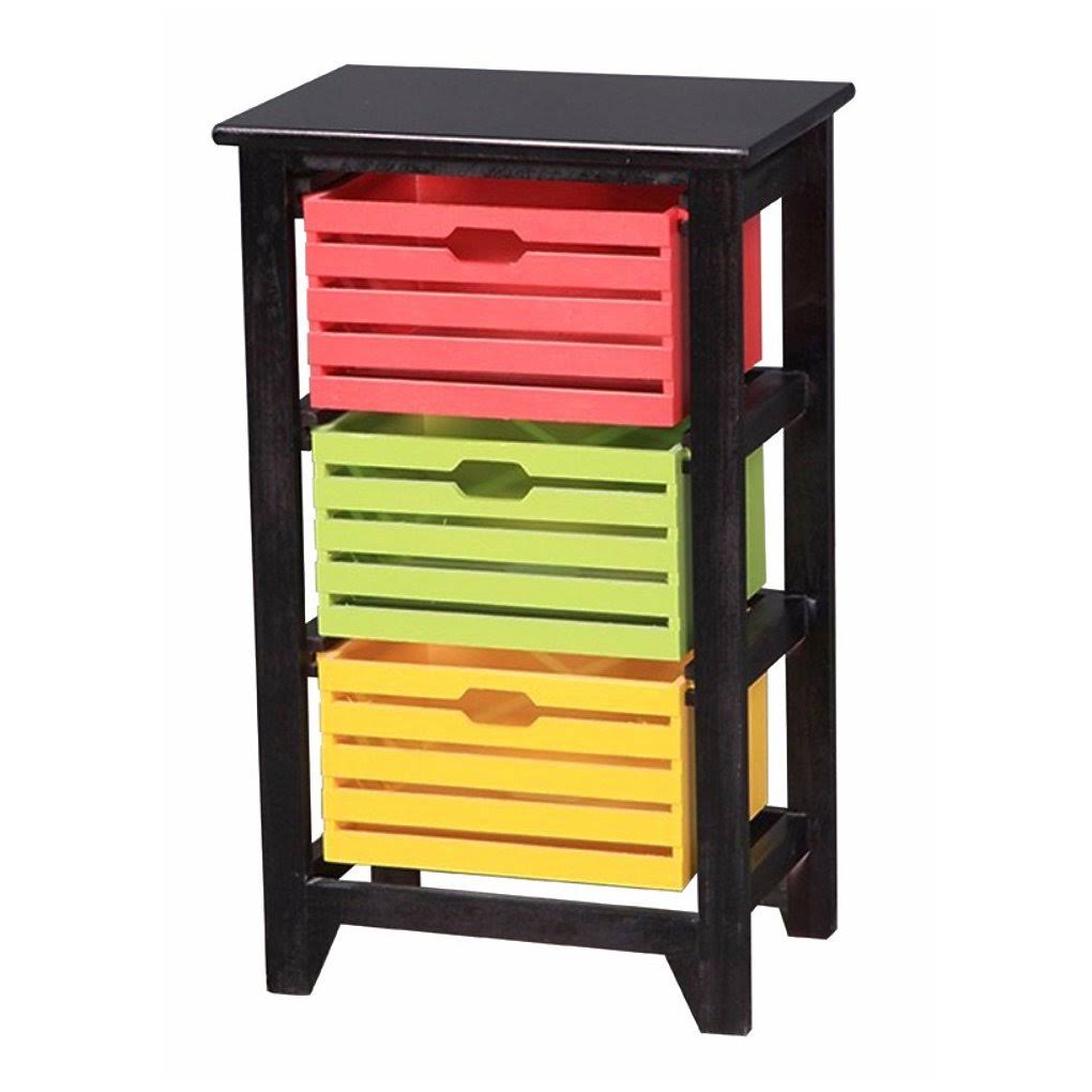 Black 3-Tier Wooden Storage Cabinet Q32526