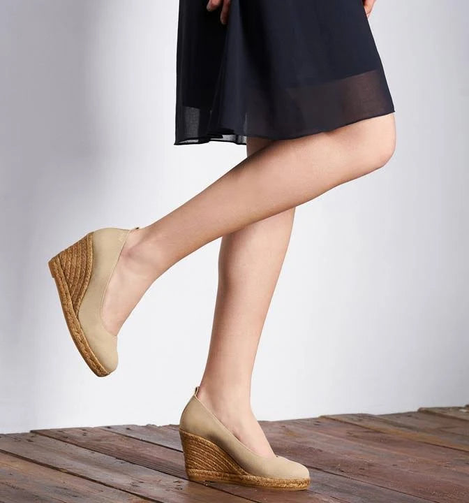 Beige Espadrille Wedge Pumps W84624