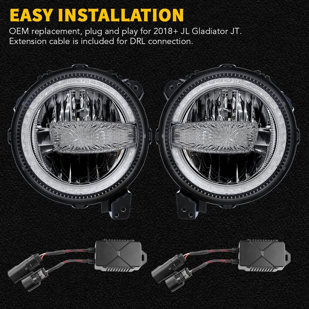 9'' Round LED Headlights with DRL High Low Beam D191372