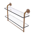 Two Tiered Glass Shelf with Towel Bar - Brushed Bronze - 22 inch V28209