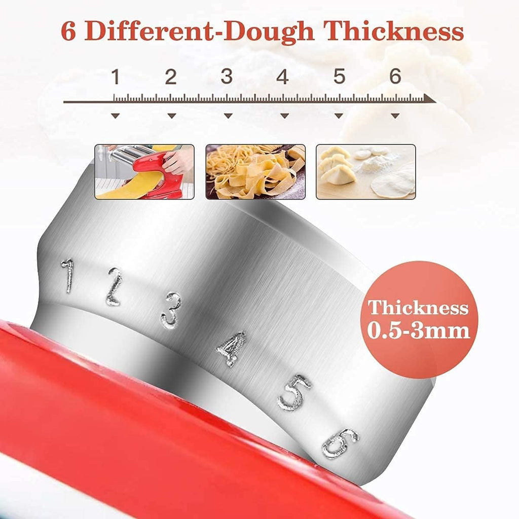 Stainless Steel Manual Pasta Maker Machine with 3 Cutters, 8.7 inches F80364