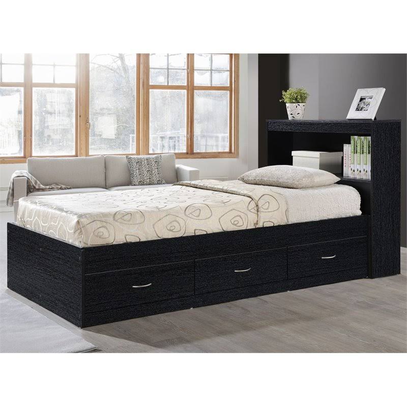 Twin Captain Storage Bed with 3 Drawers in Black C190431