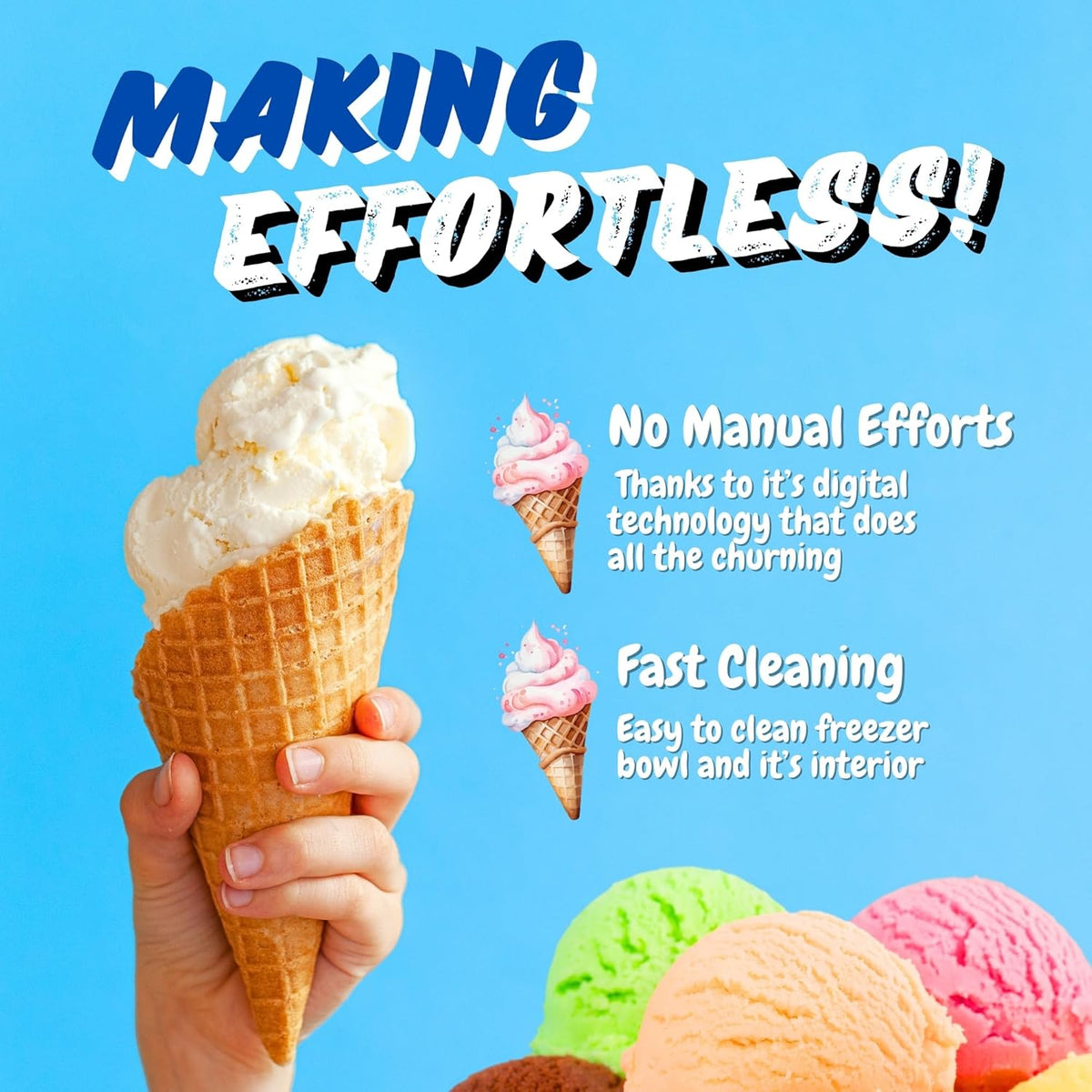 2-Qt Soft Serve Ice Cream Machine with Ice Cream Scooper V3441