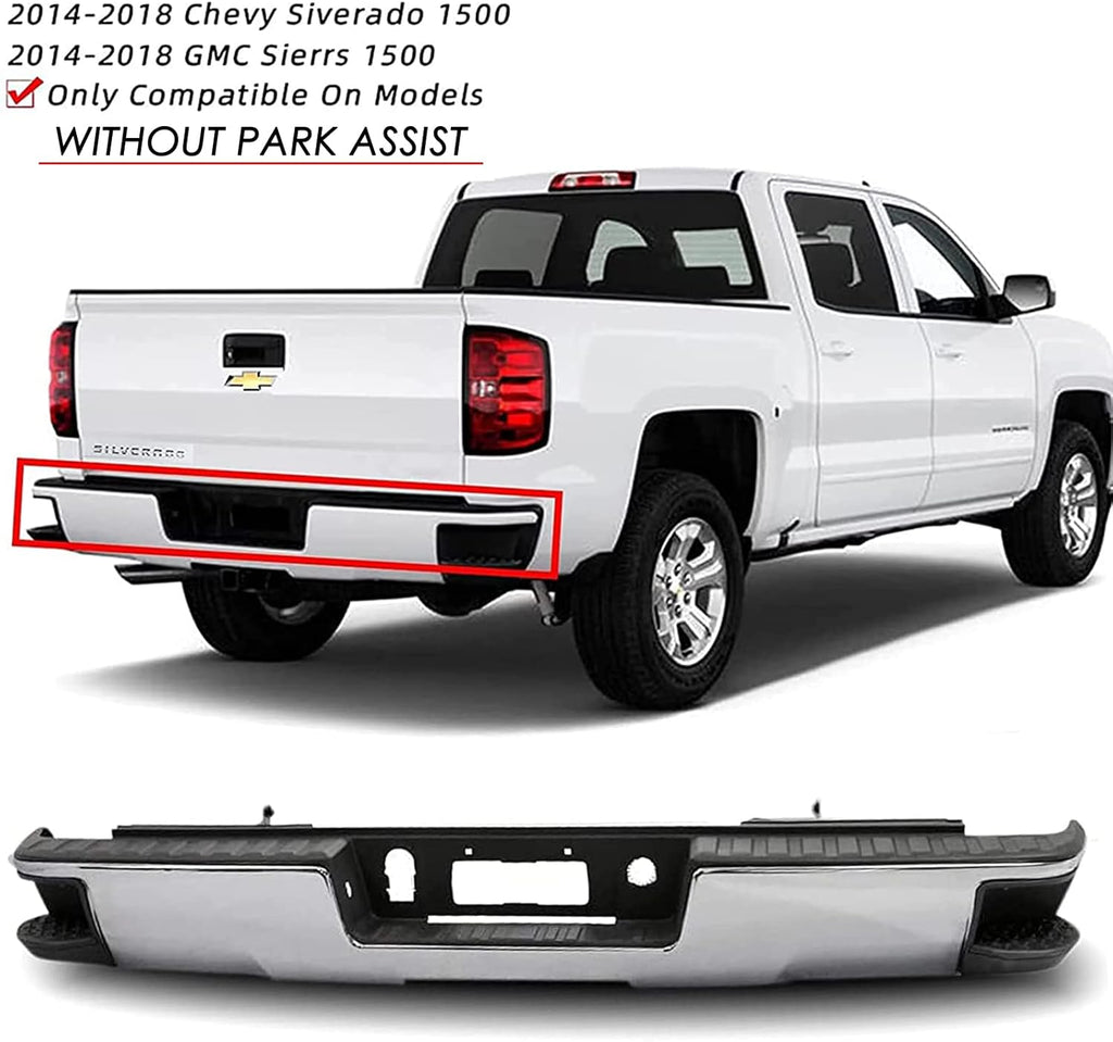 Chrome Rear Step Bumper Assembly for 2014-2018 Chevy Silverado 1500 GMC Sierra 1500 U835