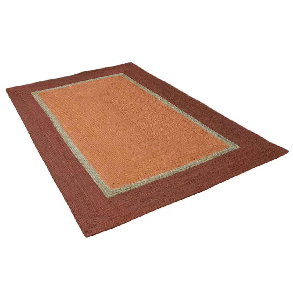 Hand Woven Jute Area Rug Orange 5'x8' Z381705
