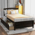 Black Twin Wood Storage Bed Frame with 2 Drawers and Headboard W963