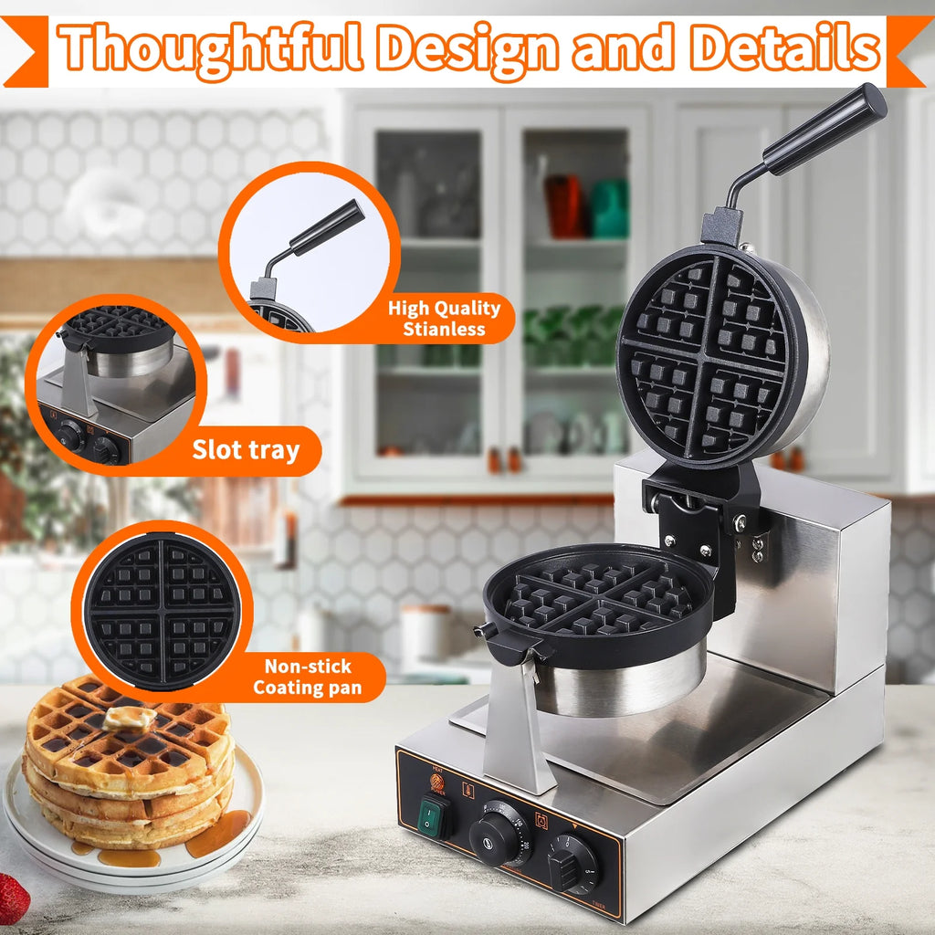 1200w Non-Stick Waffle Maker with Detachable Drip Tray P635