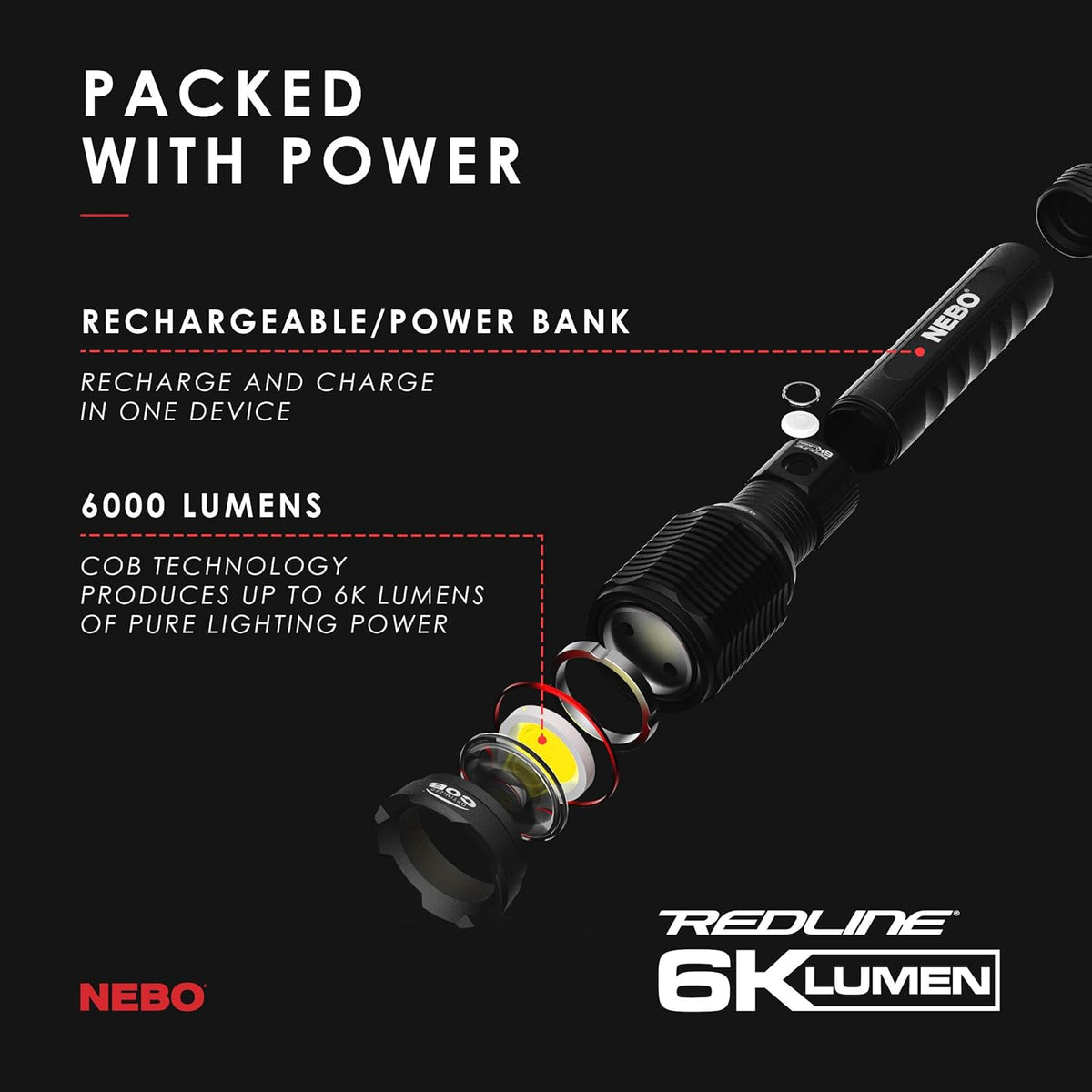 Black LED Rechargeable Flashlight F509