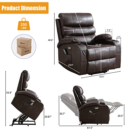 Power Lift Chair with Massage and Heat, PU Leather H353169