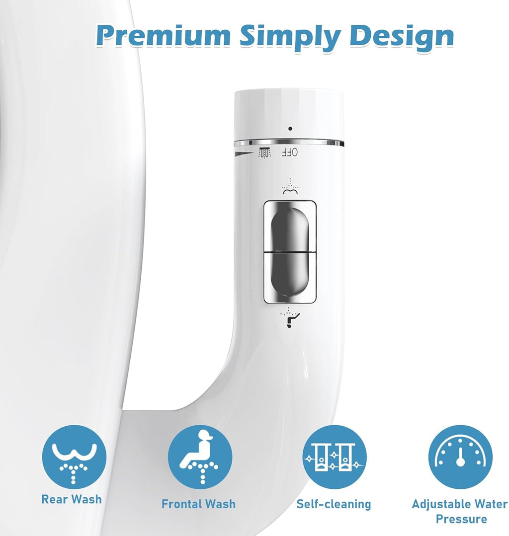 Ultra-Slim Bidet Attachment, Dual Nozzles, Adjustable Water Pressure, Non-Electric, Auto Self Cleaning S81580