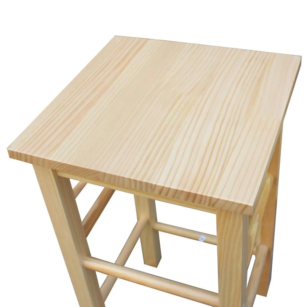 Wood Color Kitchen Island Rolling Trolley Cart with Stools X691