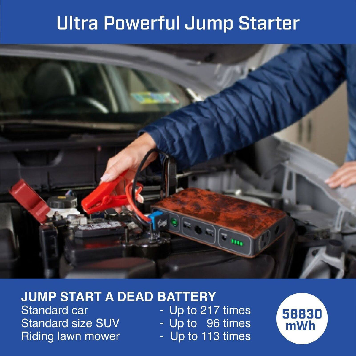 Gold Portable Phone Laptop Charger Car Jump Starter with AC Outlet Z88469