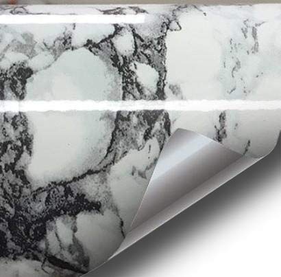 Black White Marble Gloss Vinyl Architectural Wrap Roll 6.5ft x 15.9 inches U37187