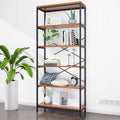 Industrial 5 Shelf Metal and Wooden Bookshelf E312