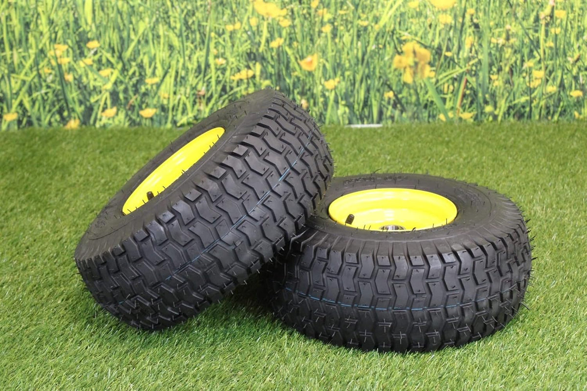 Set of 2 15x6.00-6 Tires & Wheels Assembly for Lawn Mowers, 4 Ply Turf Tires, Yellow Z9132