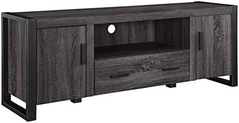 60 Wood and Metal TV Stand Console Credenza Buffet Cabinet in Charcoal Grey and Black I1755