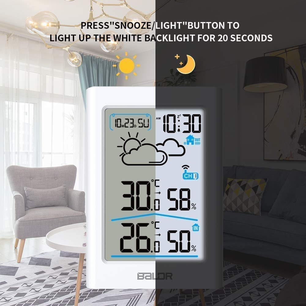 Wireless Indoor Outdoor Thermometer Hygrometer with Remote Sensor W7095