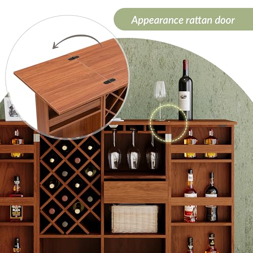 Natural Bar Wine Cabinet with Storage J752191