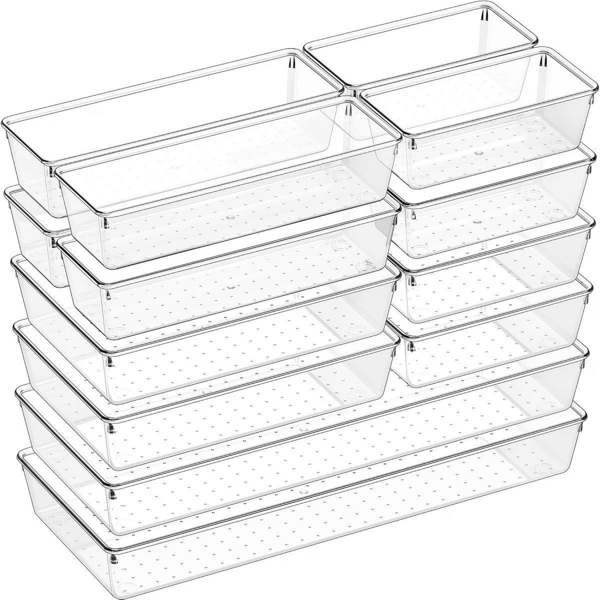 14 PCS Clear Plastic Drawer Organizer Set I8097