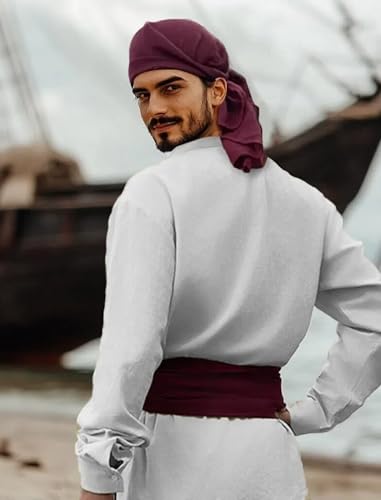 Khaki Large Mens Pirate Costume Outfit With Pants Shirts Sash Accessories O786896