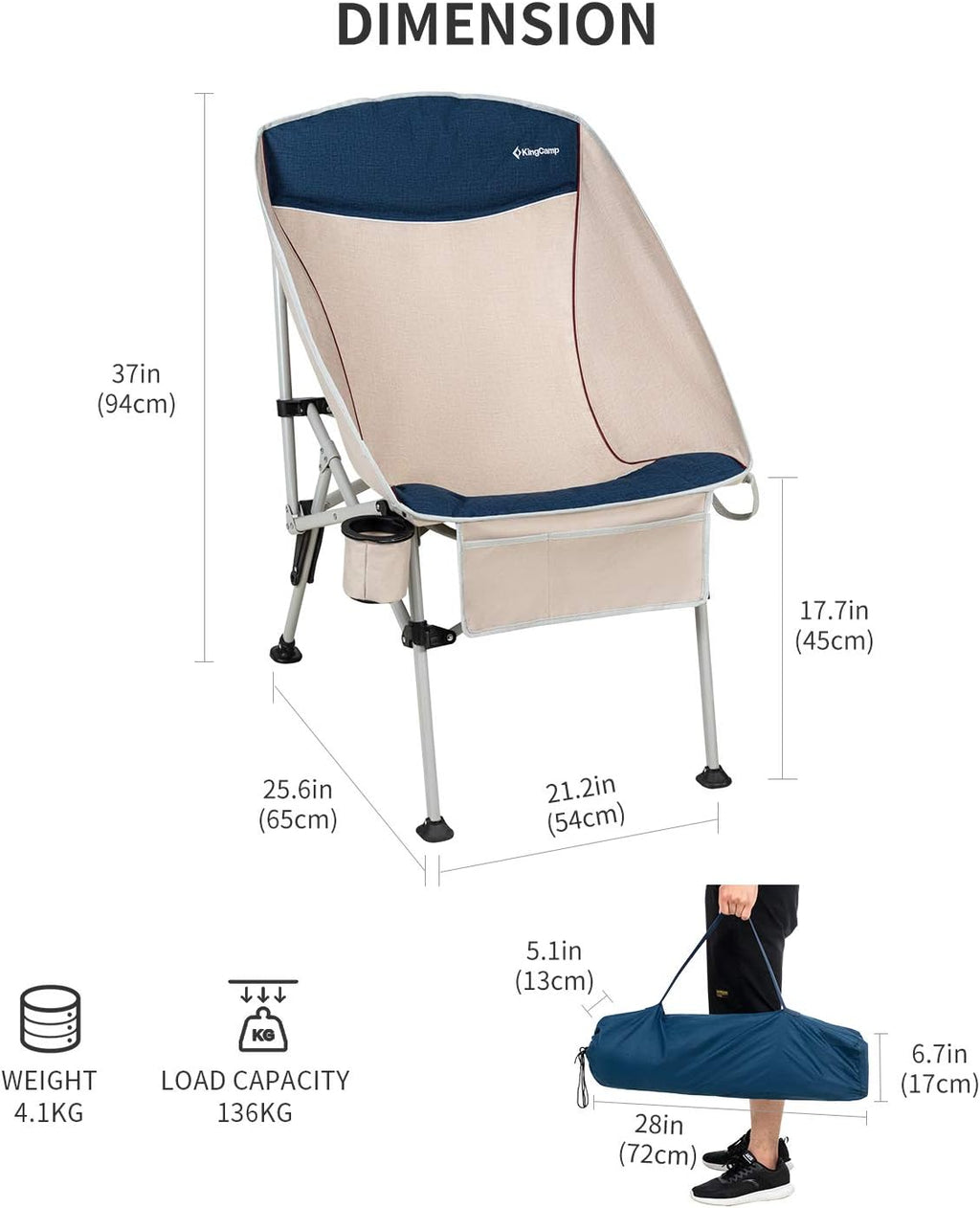 Folding Camping Chair with Cup Holder & Carry Bag O511574