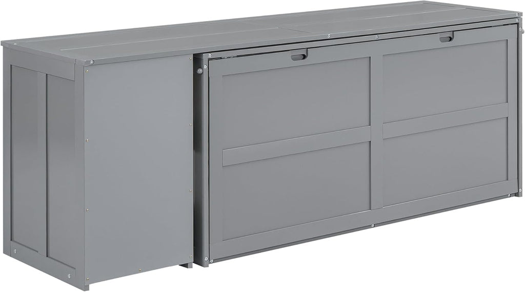 Gray Queen Size Murphy Cabinet Bed with Rotatable Desk and Shelves S771264