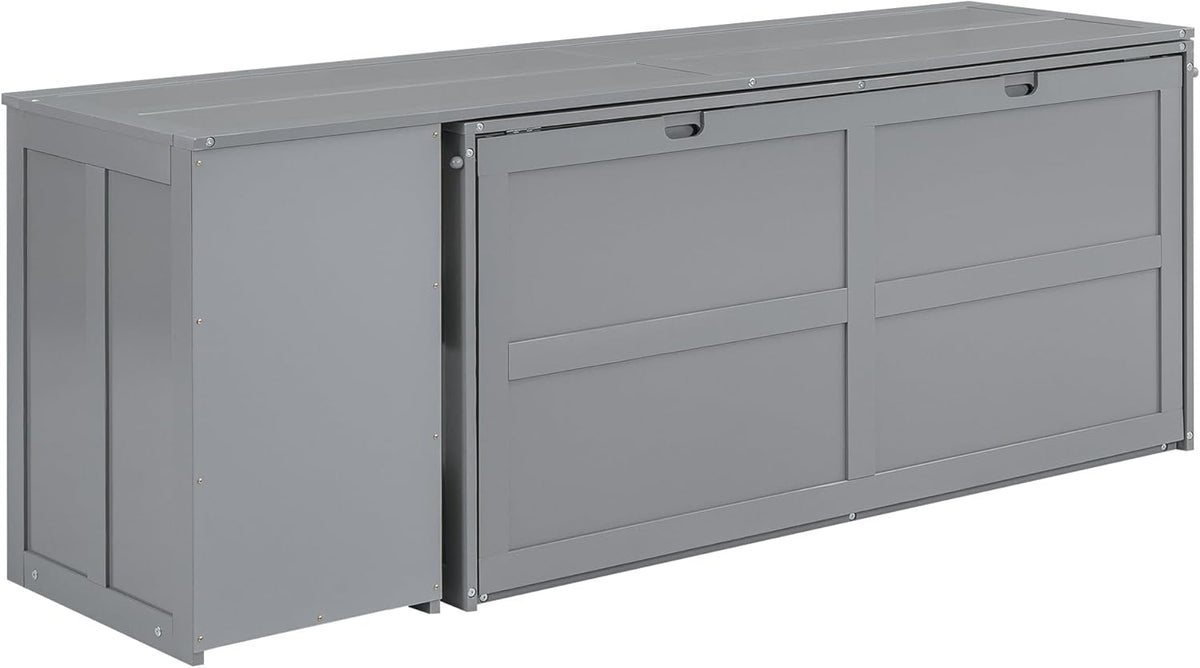 Gray Queen Size Murphy Cabinet Bed with Rotatable Desk and Shelves S771264