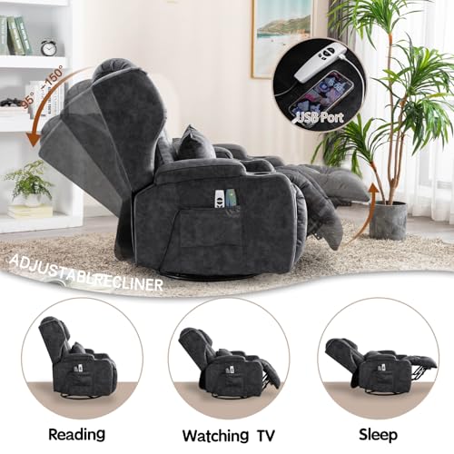 Grey Power Recliner Chair with Massage & Heat W507