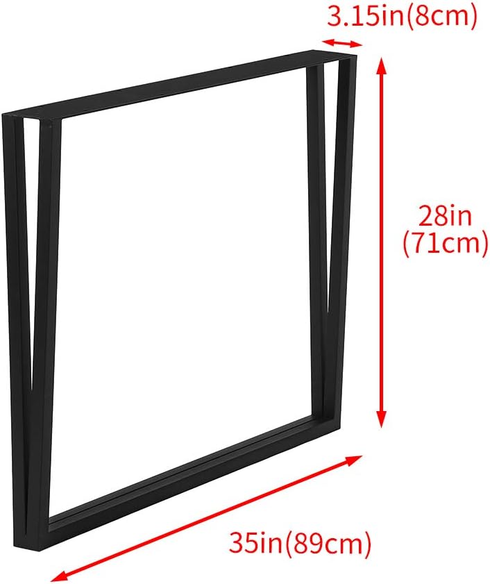 28" Height 24" Wide Black Cast Iron Metal Table Legs 2 PCS Q80187