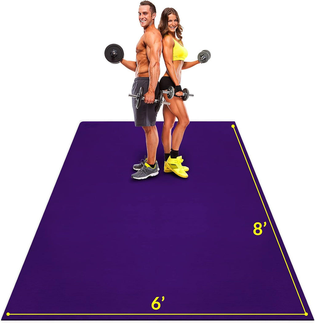 Large 8 x 6 ft 7mm Thick Non-Slip Rubber Exercise Mat O6232