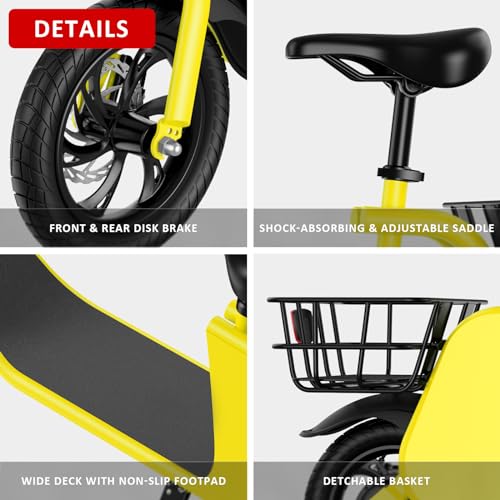 450W 36V Foldable Electric Scooter with Seat, 15.5MPH, 20 Miles Range, 265LB Max Load Z490980