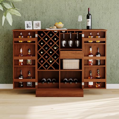 Natural Bar Wine Cabinet with Storage J752191