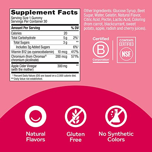 Apple Cider Vinegar Vitamin B12 Chromium Chewable Supplement - 30 Count N152381