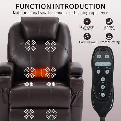 Black Power Lift Recliner Chair with Heat and Massage N541008