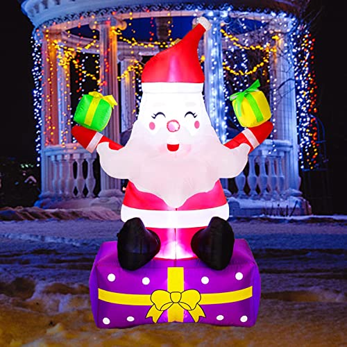 Inflatable Santa Claus with Gift Boxes LED Lights Yard Decor L518