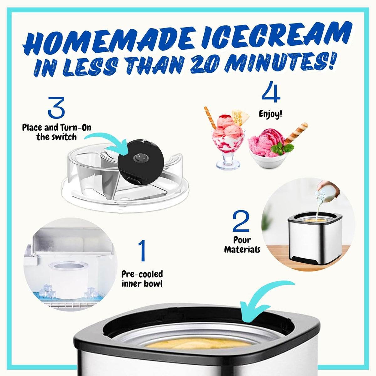 2-Qt Soft Serve Ice Cream Machine with Ice Cream Scooper V3441