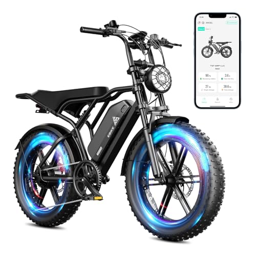 1500W Peak Brushless Motor 28 MPH 60 Miles Fat Tire E Bike with 48V 15Ah Removable Battery 20" Electric Dirt Bike Hydraulic Suspension 7-Speed M846