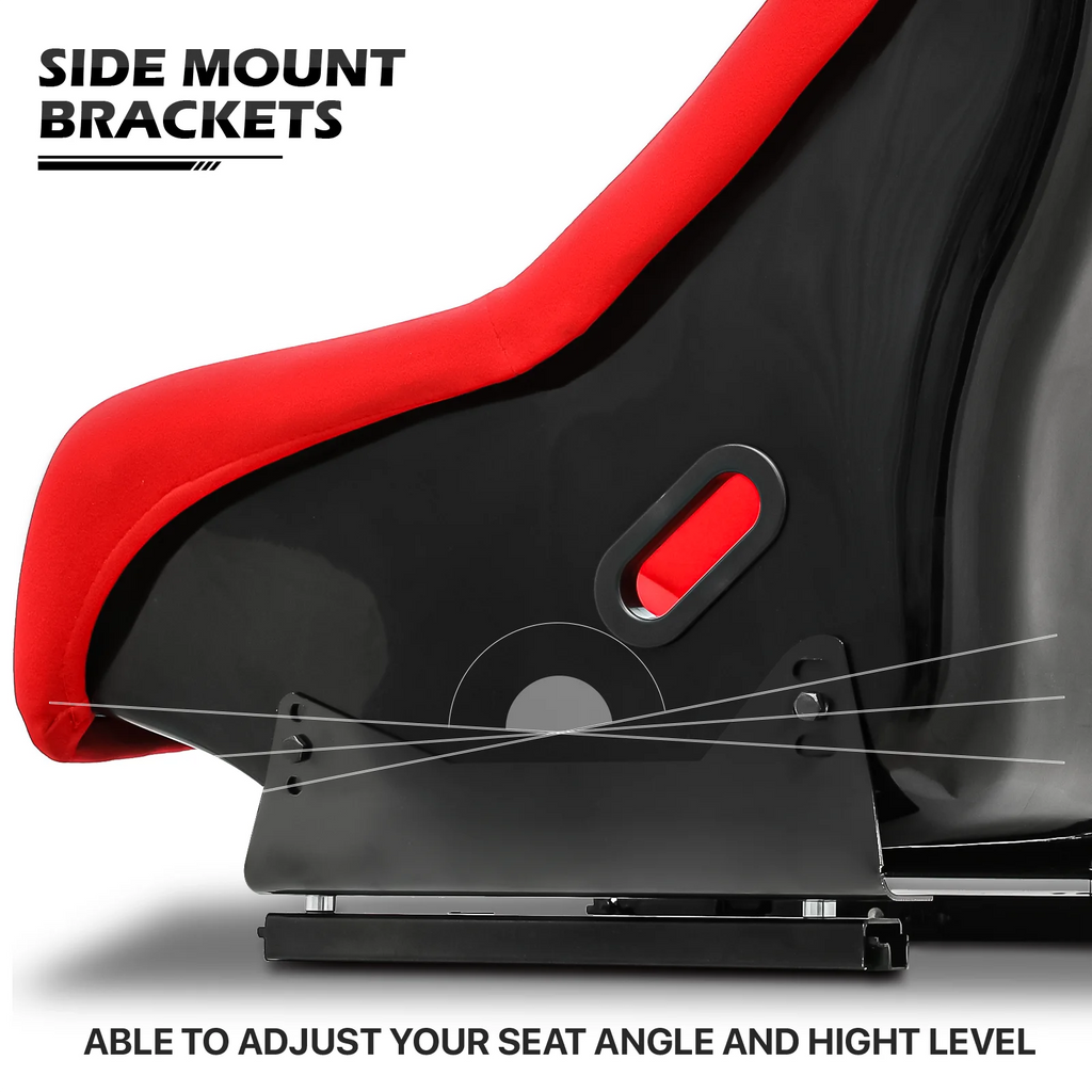 Racing Steering Wheel Stand with Racing Seat, Adjustable Slide, Red H496