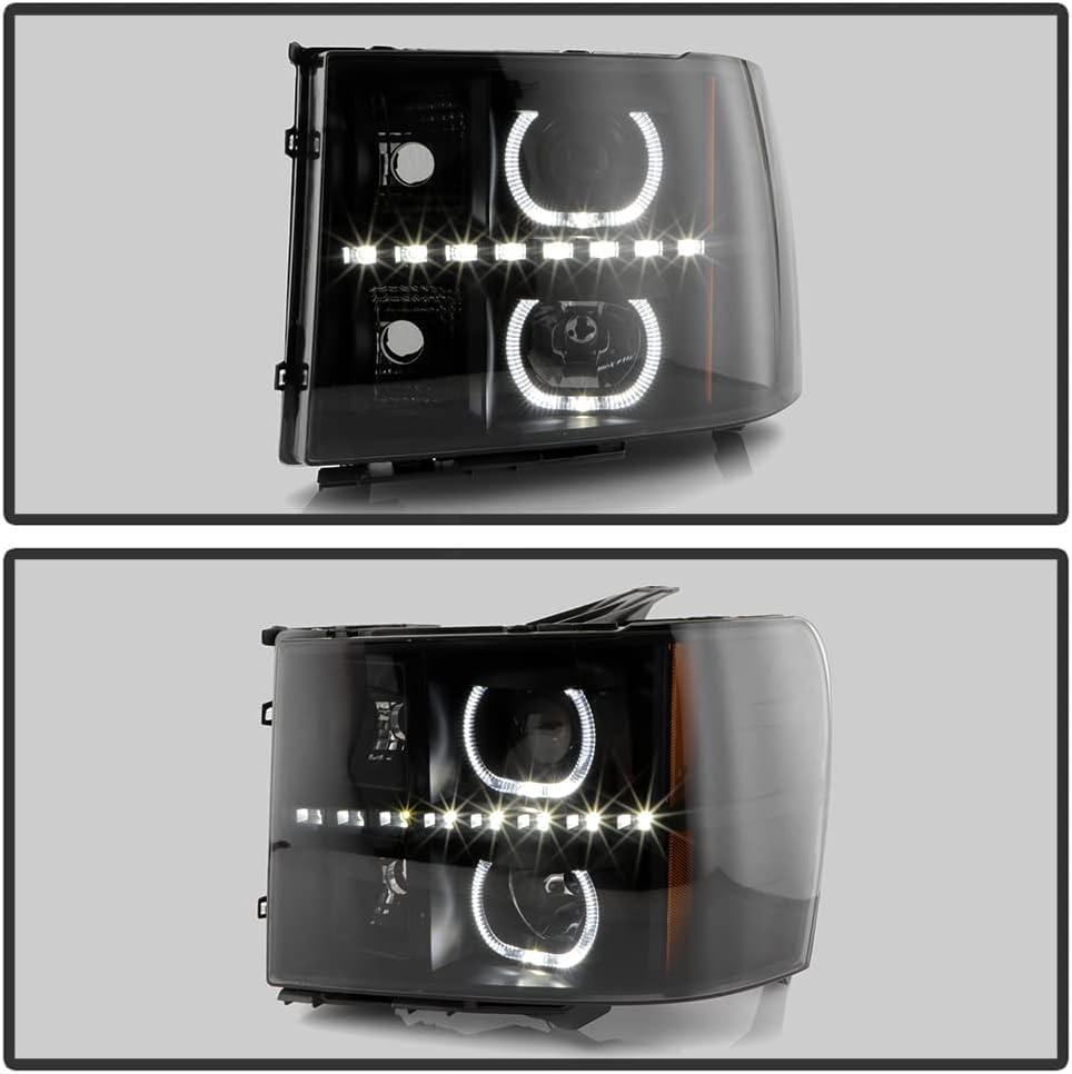 Blk Smoke LED Projector Headlights Driver + Passenger Side X870