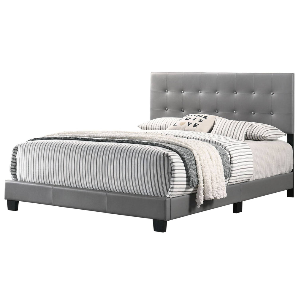 Black Faux Leather Twin Bed R3366