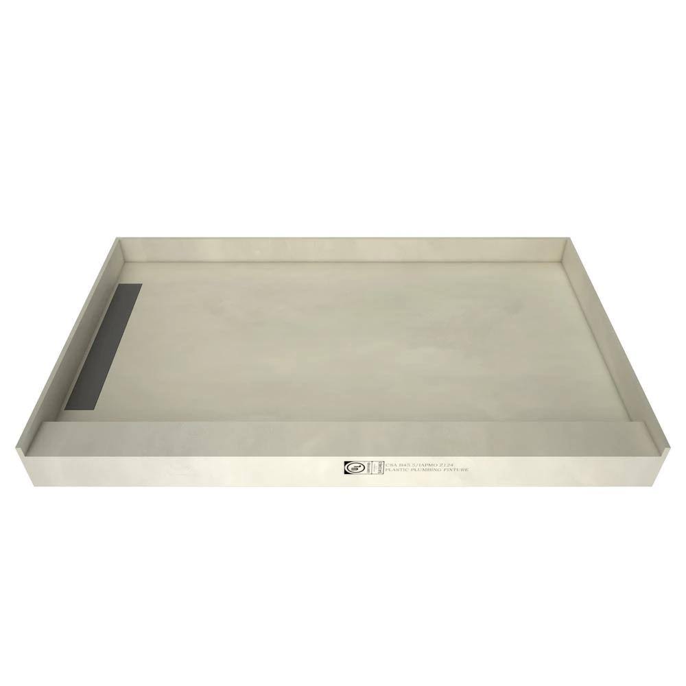 42x22 x 48x22 Single Threshold Shower Base with Bench and Drain Grate Y3565