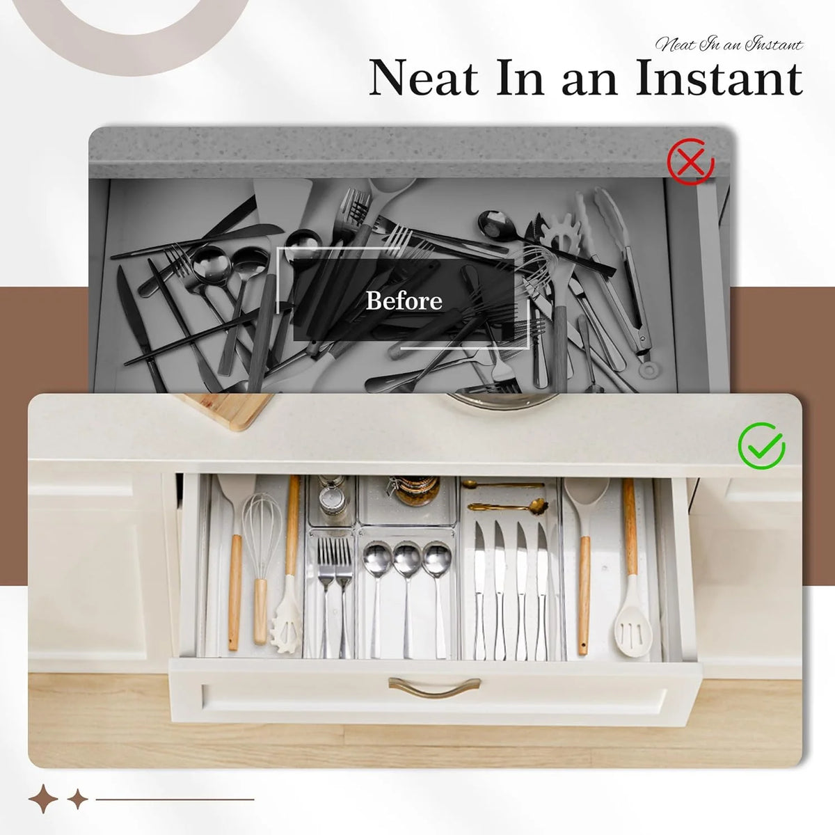 14 PCS Clear Plastic Drawer Organizer Set I8097