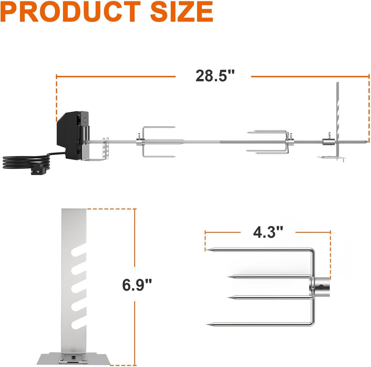 Universal Rotisserie Grill Kit with Motor and Spit Rod G347