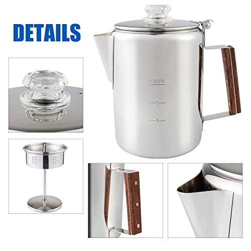 9 Cup Stainless Steel Coffee Percolator Q456369
