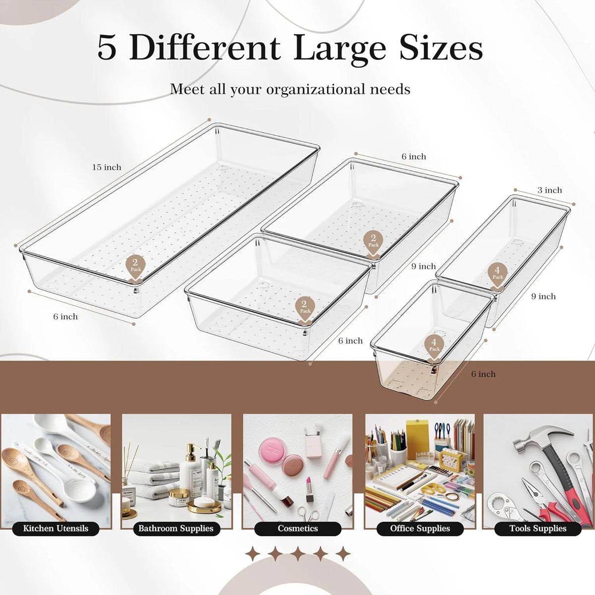 14 PCS Clear Plastic Drawer Organizer Set I8097